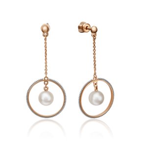 Серьги-пусеты из комбинированного золота с жемчугом культивированным 02-4398-00-301-1111-31