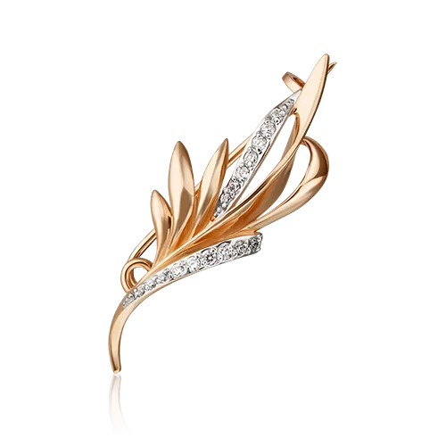 Брошь из красного золота с фианитами 04-0242-00-401-1110-03