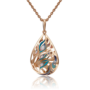 Подвеска «Павлин» из красного золота с эмалью 03-2907-00-000-1110-48