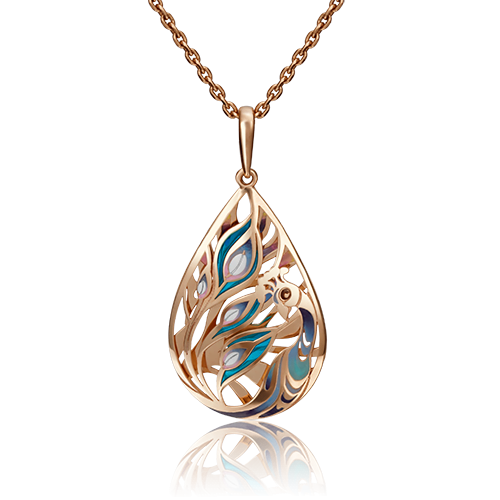 Подвеска «Павлин» из красного золота с эмалью 03-2907-00-000-1110-48