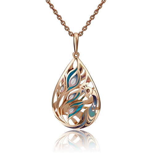 Подвеска «Павлин» из красного золота с эмалью 03-2907-00-000-1110-48