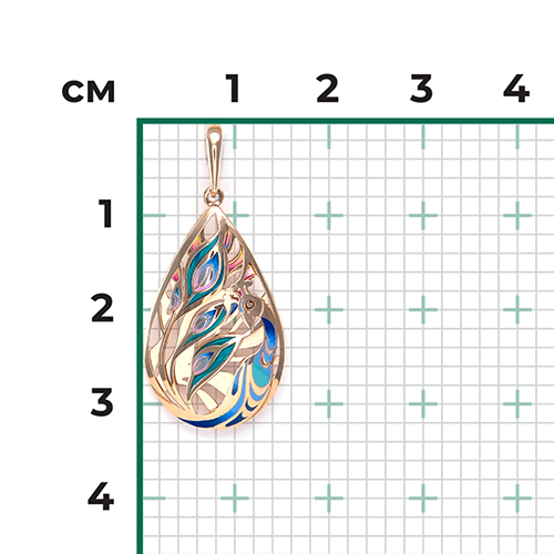 Подвеска «Павлин» из красного золота с эмалью 03-2907-00-000-1110-48
