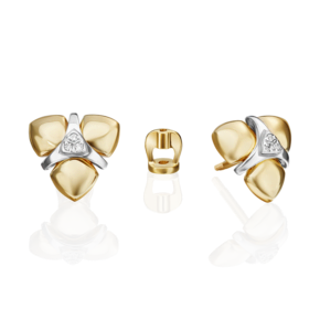 Серьги-пусеты из комбинированного золота с бриллиантами 02-4989-00-101-1121