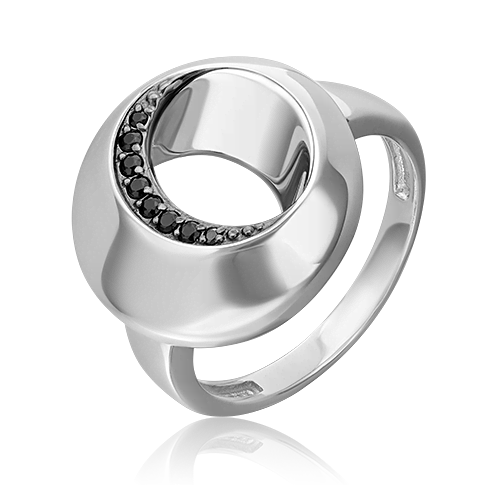 Кольцо из серебра с чёрными фианитами 01-5646-00-402-0200