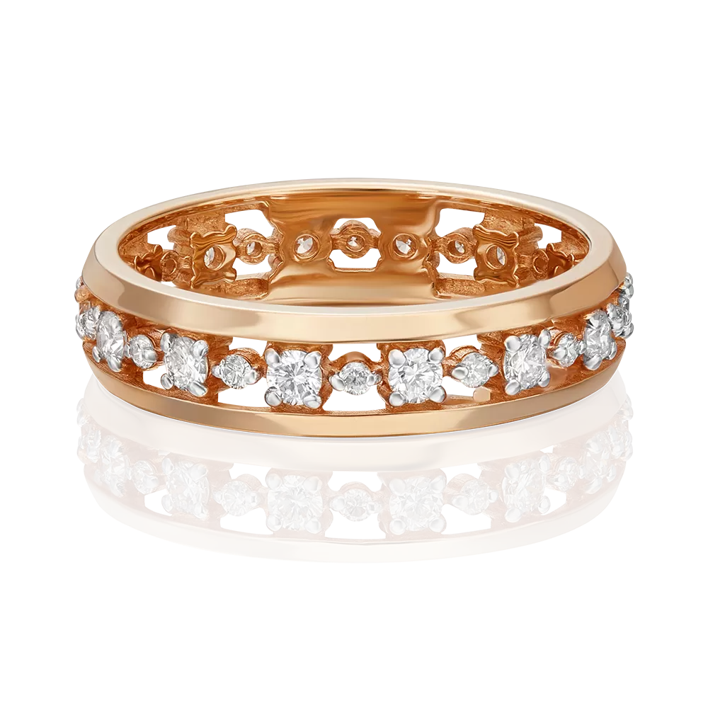 Обручальное кольцо из красного золота с бриллиантами 01-1070-00-101-1110-30