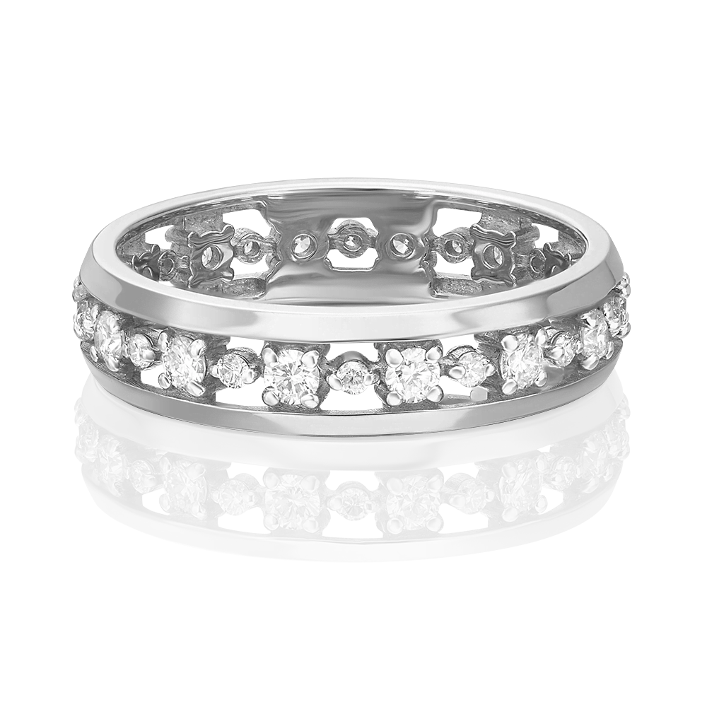 Обручальное кольцо из белого золота с бриллиантами 01-1071-00-101-1120-30