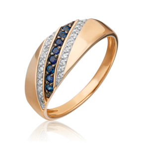 Кольцо из красного золота с сапфирами и бриллиантами 01-1072-00-105-1110-30