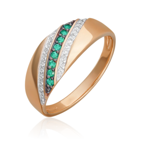 Кольцо из красного золота с изумрудами и бриллиантами 01-1072-00-106-1110-30