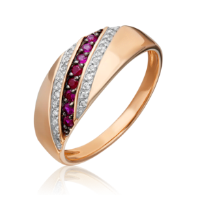 Кольцо из красного золота с рубинами и бриллиантами 01-1072-00-107-1110-30