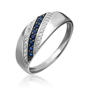 Кольцо из белого золота с сапфирами и бриллиантами 01-1073-00-105-1120-30