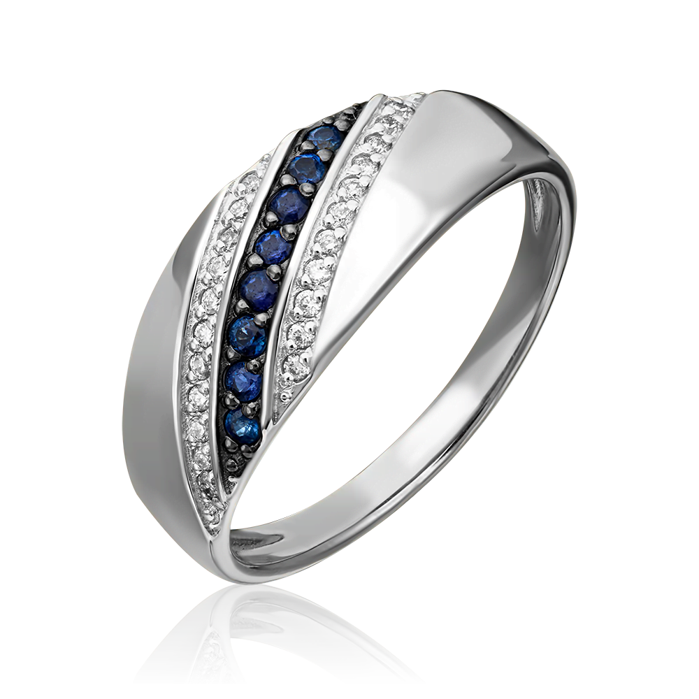 Кольцо из белого золота с сапфирами и бриллиантами 01-1073-00-105-1120-30