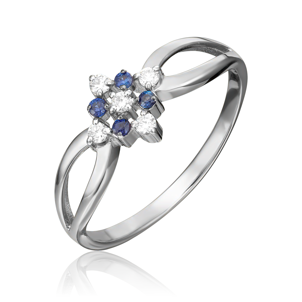 Кольцо из белого золота с бриллиантами и сапфирами 01-1075-00-105-1120-30