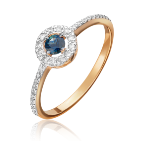 Кольцо из красного золота с сапфиром и бриллиантами 01-1076-00-105-1110-30