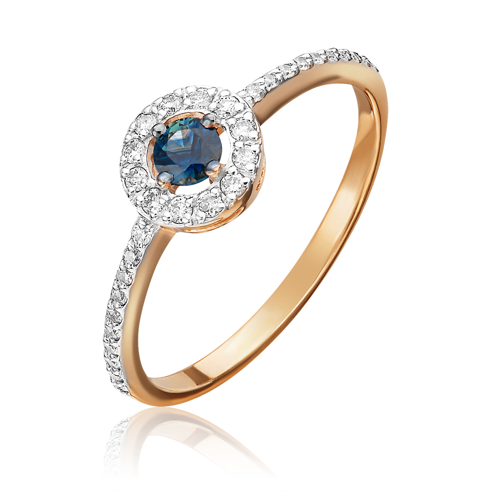 Кольцо из красного золота с сапфиром и бриллиантами 01-1076-00-105-1110-30