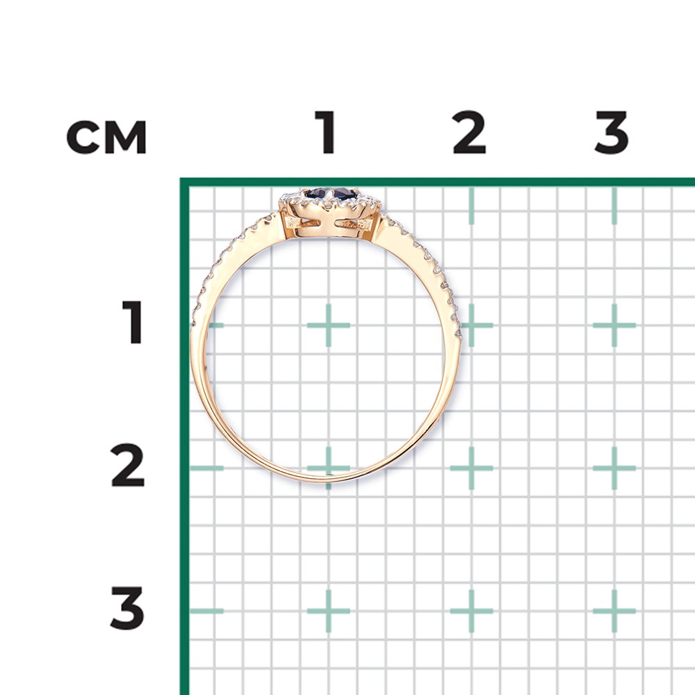 Кольцо из красного золота с сапфиром и бриллиантами 01-1076-00-105-1110-30