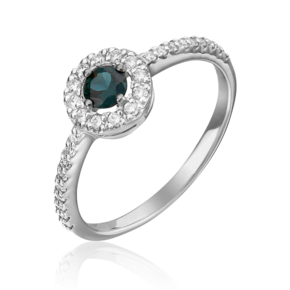 Кольцо из белого золота с сапфиром и бриллиантами 01-1077-00-105-1120-30