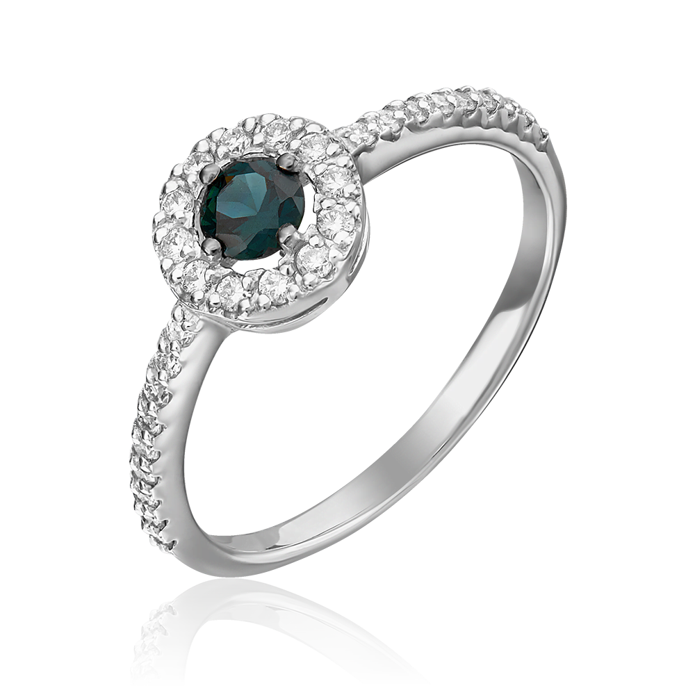 Кольцо из белого золота с сапфиром и бриллиантами 01-1077-00-105-1120-30