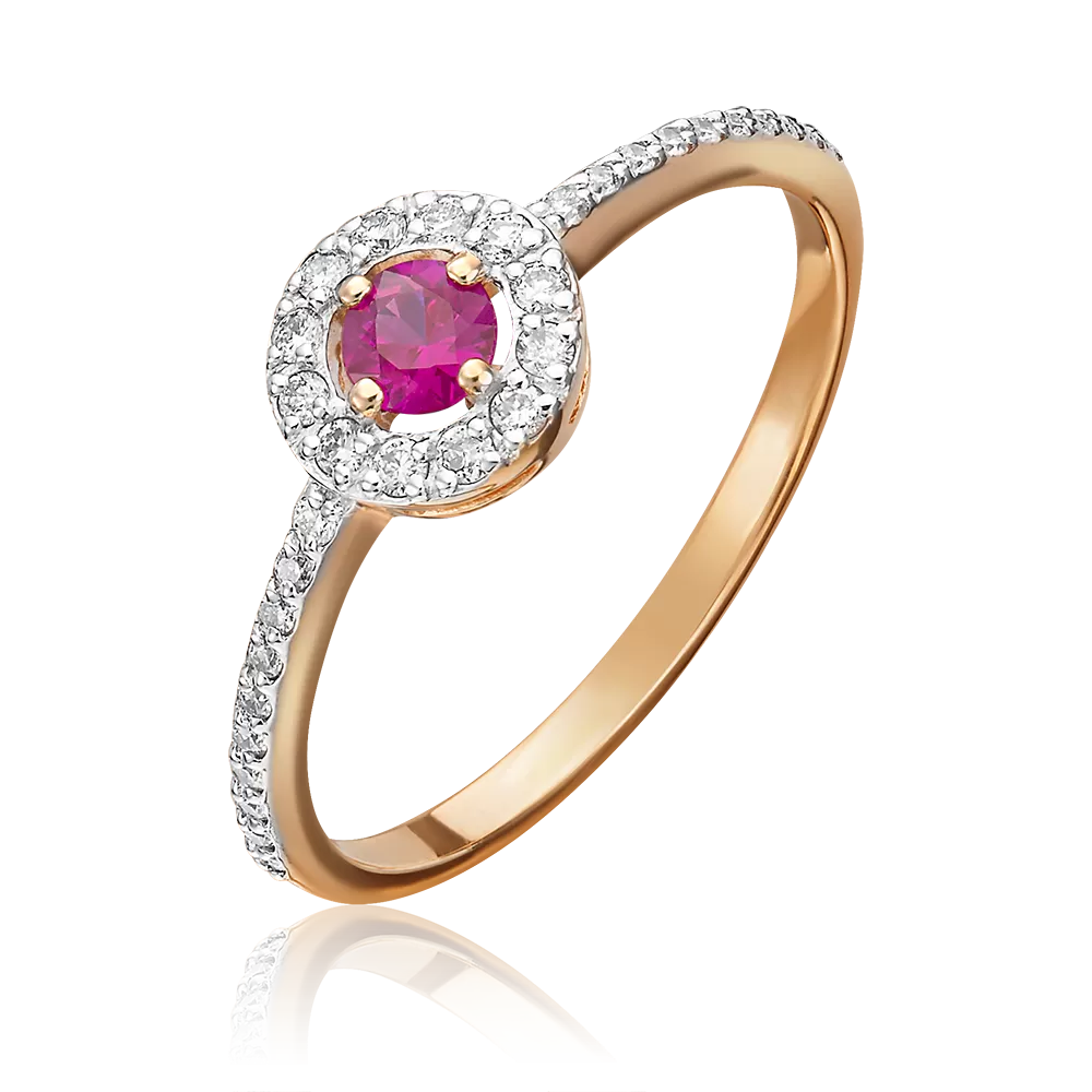 Кольцо из красного золота с рубином и бриллиантами 01-1076-00-107-1110-30