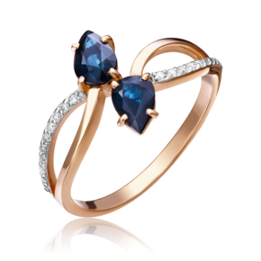 Кольцо из красного золота с сапфирами и бриллиантами 01-1082-00-105-1110-30