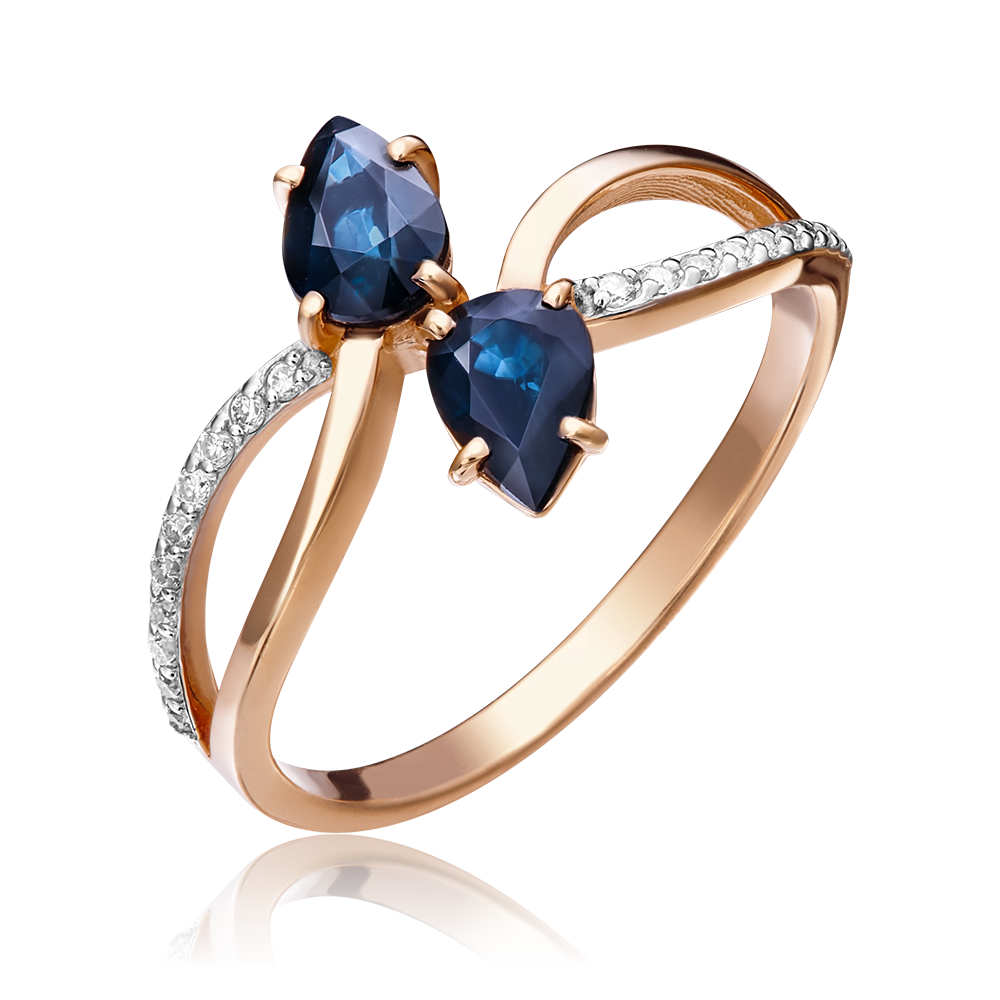 Кольцо из красного золота с сапфирами и бриллиантами 01-1082-00-105-1110-30