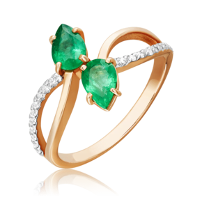 Кольцо из красного золота с изумрудами и бриллиантами 01-1082-00-106-1110-30
