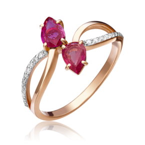 Кольцо из красного золота с рубинами и бриллиантами 01-1082-00-107-1110-30