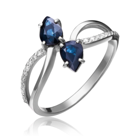 Кольцо из белого золота с сапфирами и бриллиантами 01-1083-00-105-1120-30