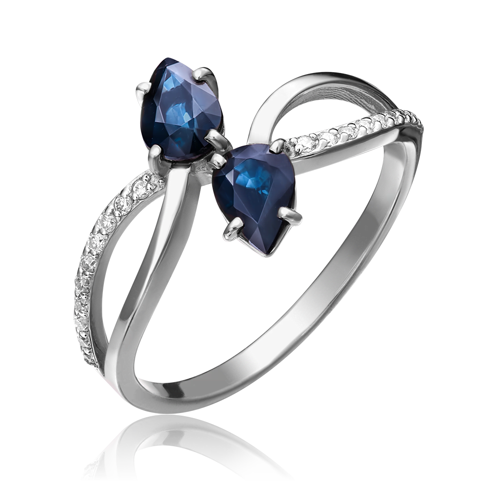 Кольцо из белого золота с сапфирами и бриллиантами 01-1083-00-105-1120-30