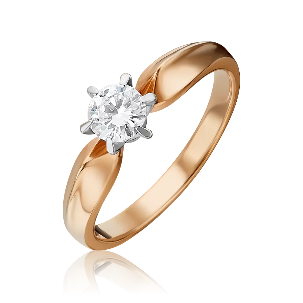 Помолвочное кольцо из комбинированного золота с бриллиантом 01-0916-00-101-1111-30