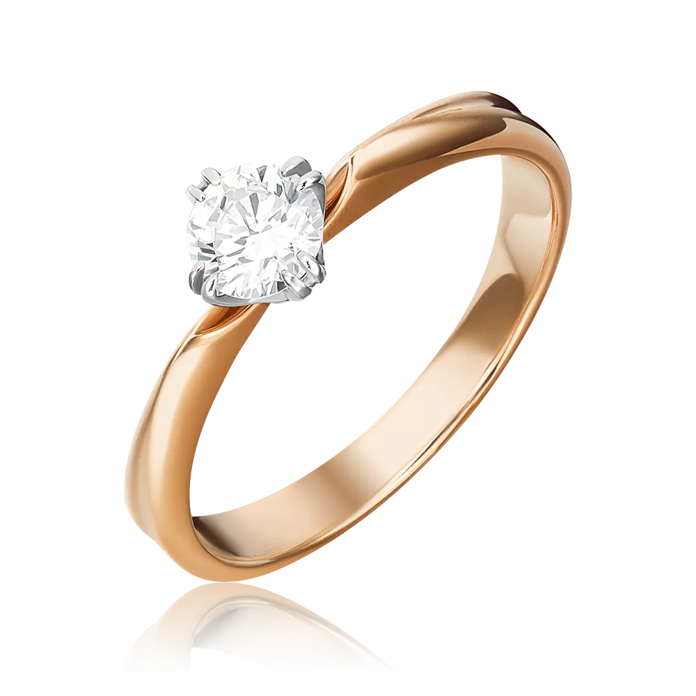 Помолвочное кольцо из комбинированного золота с бриллиантом 01-0942-00-101-1111-30