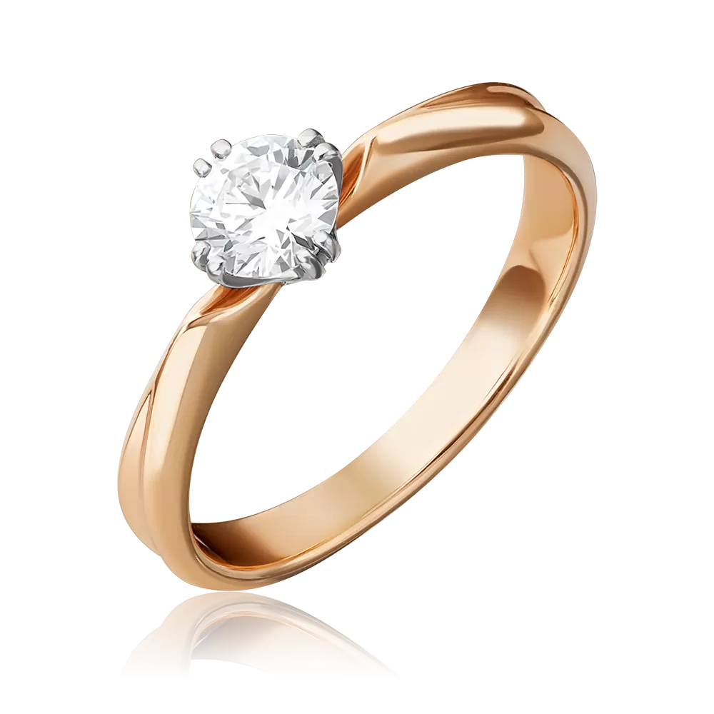 Помолвочное кольцо из комбинированного золота с бриллиантом 01-0944-00-101-1111-30