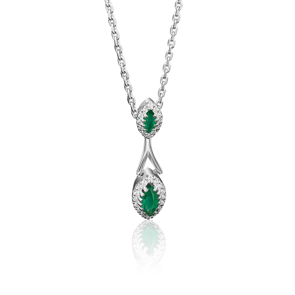Подвеска из белого золота с изумрудами и бриллиантами 03-2720-00-106-1120-30