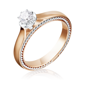 Помолвочное кольцо из комбинированного золота с фианитом 01-5196-00-501-1111-38
