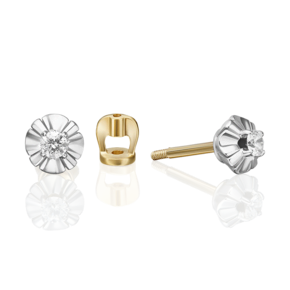 Серьги-пусеты из комбинированного золота с бриллиантом 02-5339-00-101-1121