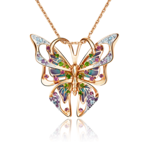 Подвеска «Махаон» из красного золота с миксом камней и эмалью 03-2997-00-714-1110-57