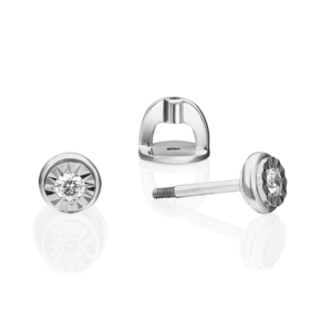 Серьги-пусеты из белого золота с бриллиантом 02-4351-00-101-1120-30
