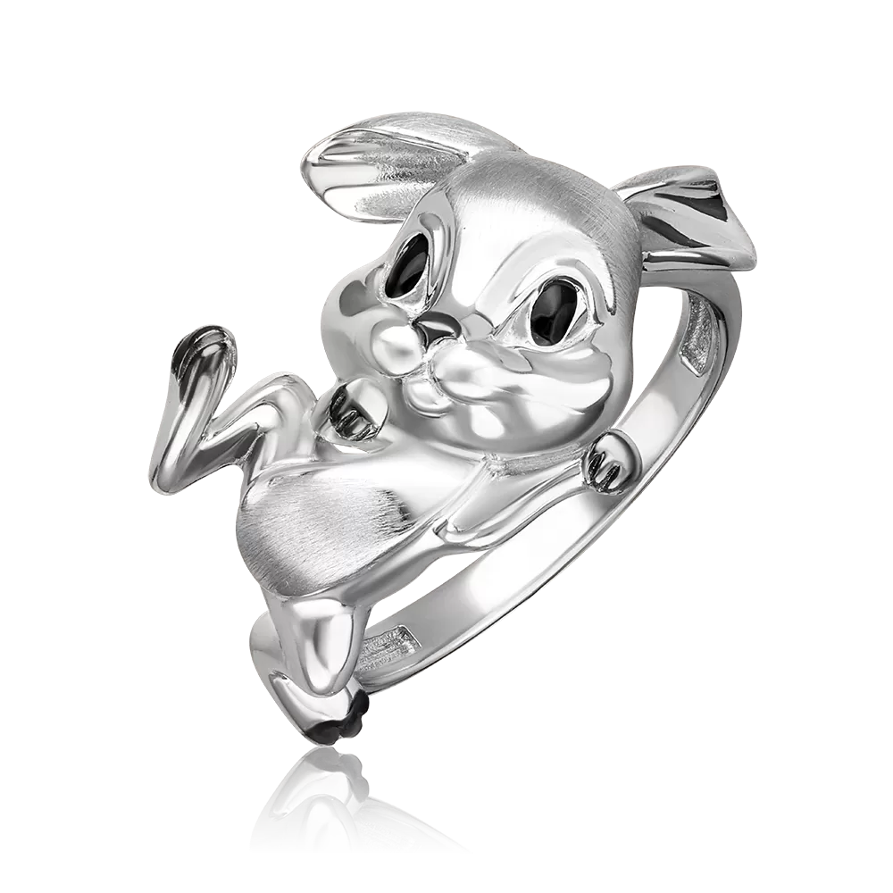 Кольцо «Кролик» из серебра с эмалью 01-5662-00-000-0200