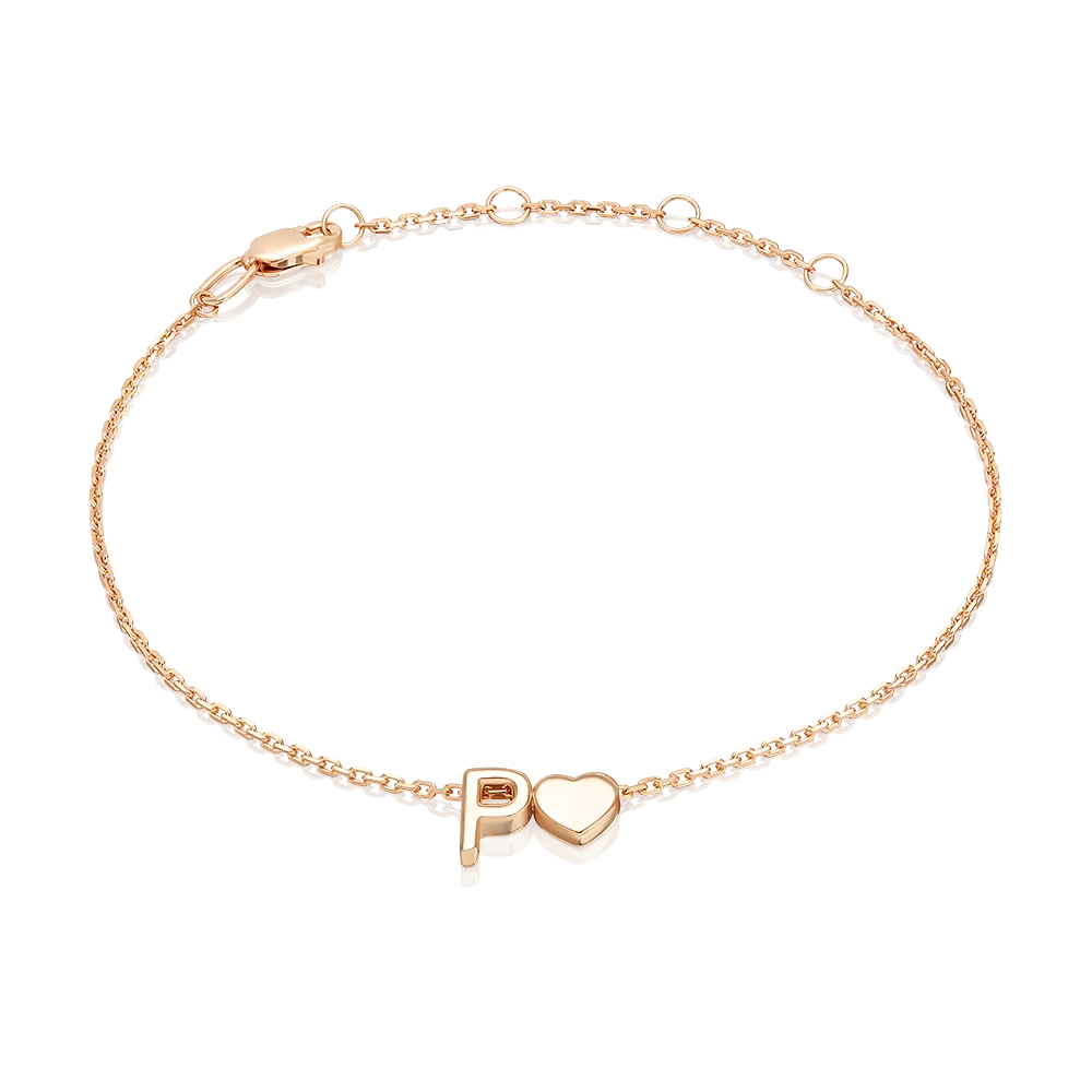 Браслет «Буква Р» из красного золота 05-0858-Р-000-1110