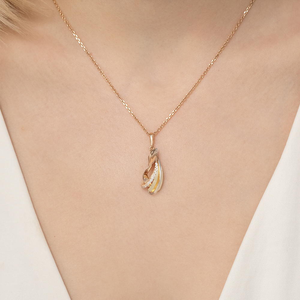 Подвеска из комбинированного золота с фианитами 03-2865-00-401-1113-48