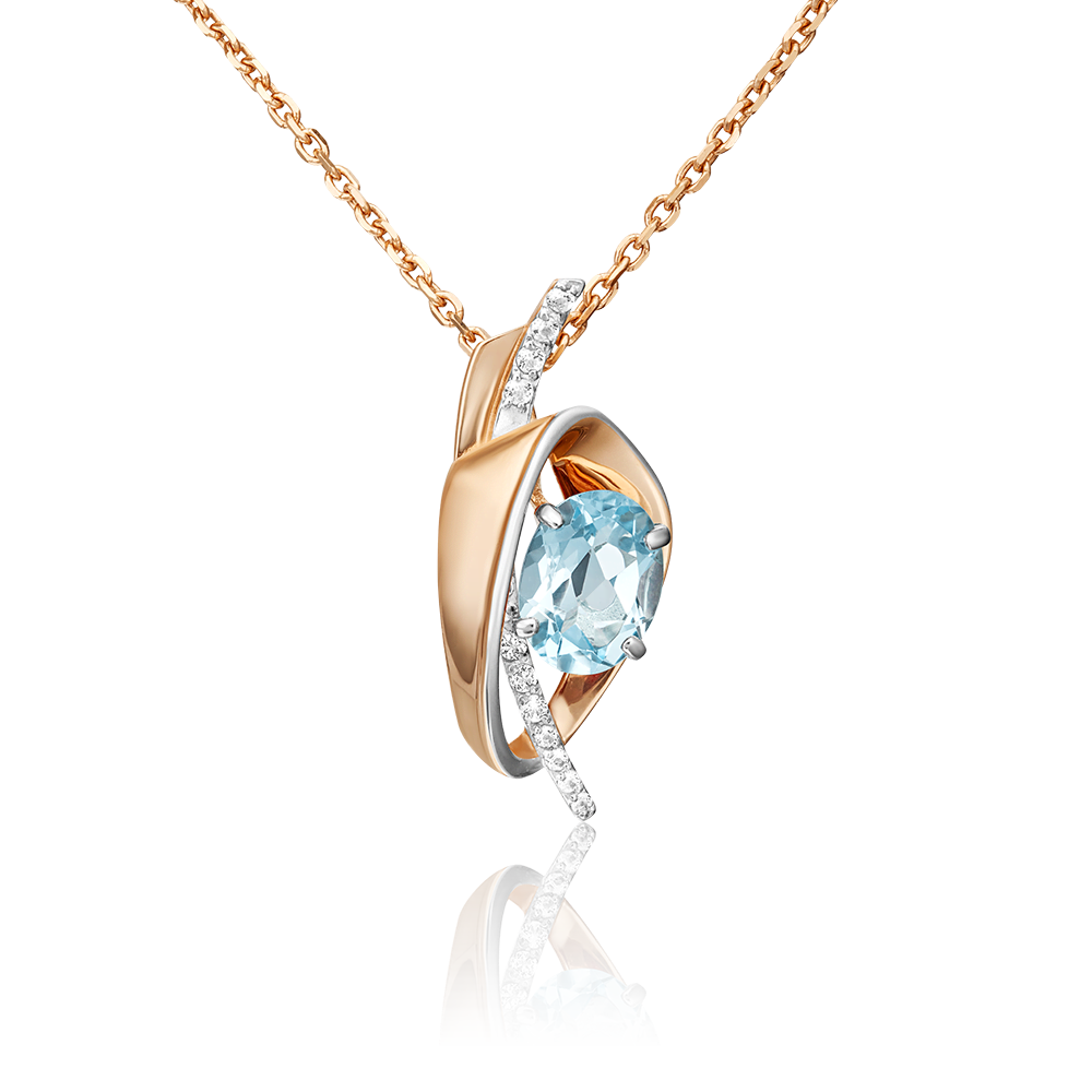 Подвеска из красного золота с топазом и натуральными топазами white 03-3061-00-201-1110-57