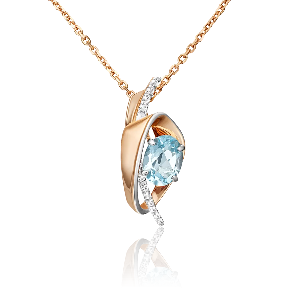 Подвеска из красного золота с топазом и натуральными топазами white 03-3061-00-201-1110-57