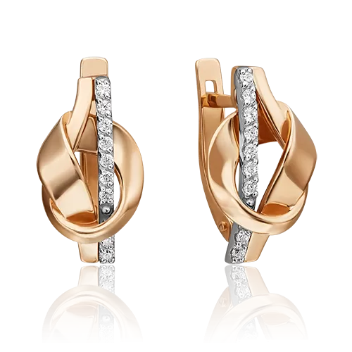 Серьги с английским замком из комбинированного золота с фианитами 02-4607-00-401-1111-23