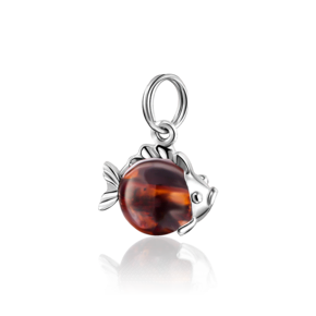 Подвеска «Рыбка» из серебра с янтарём 03-2775-00-271-0200-62