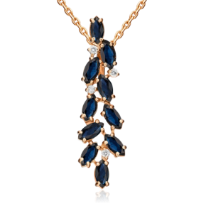 Подвеска из красного золота с сапфирами и бриллиантами 03-0396-00-105-1110-30