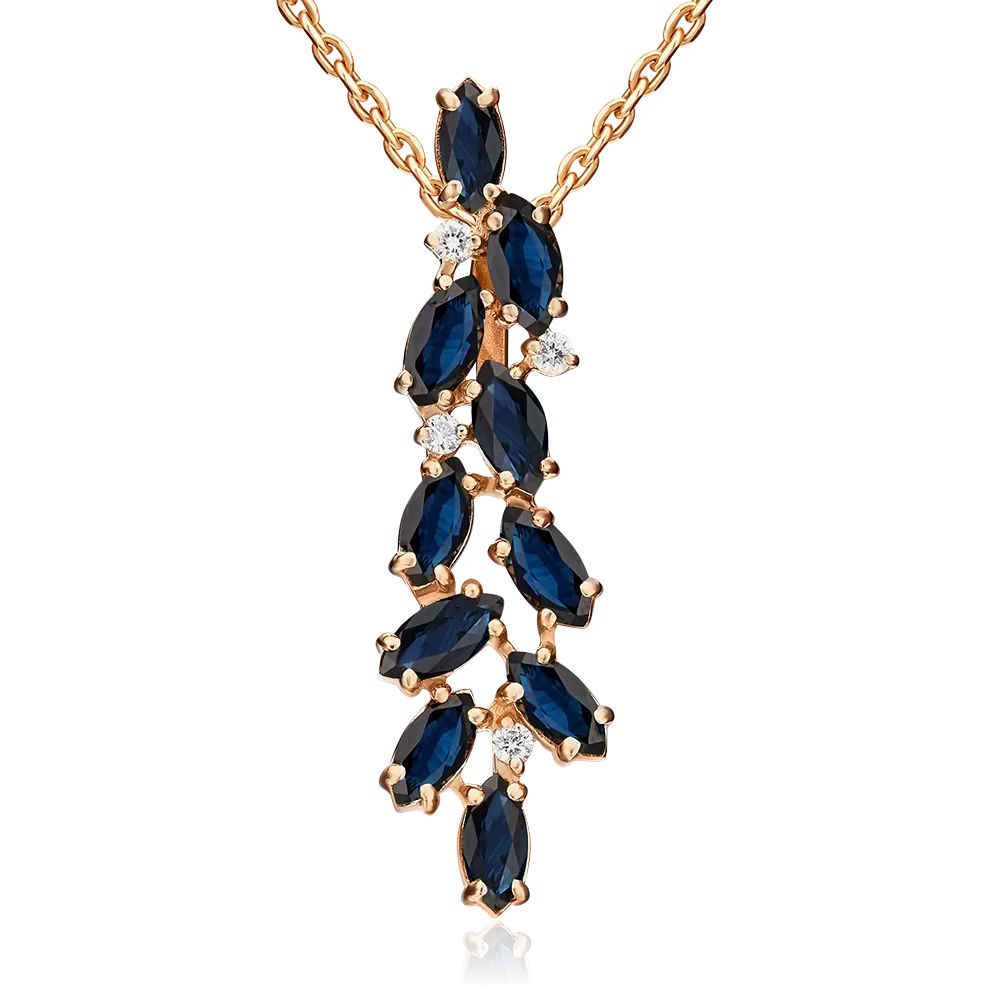 Подвеска из красного золота с сапфирами и бриллиантами 03-0396-00-105-1110-30