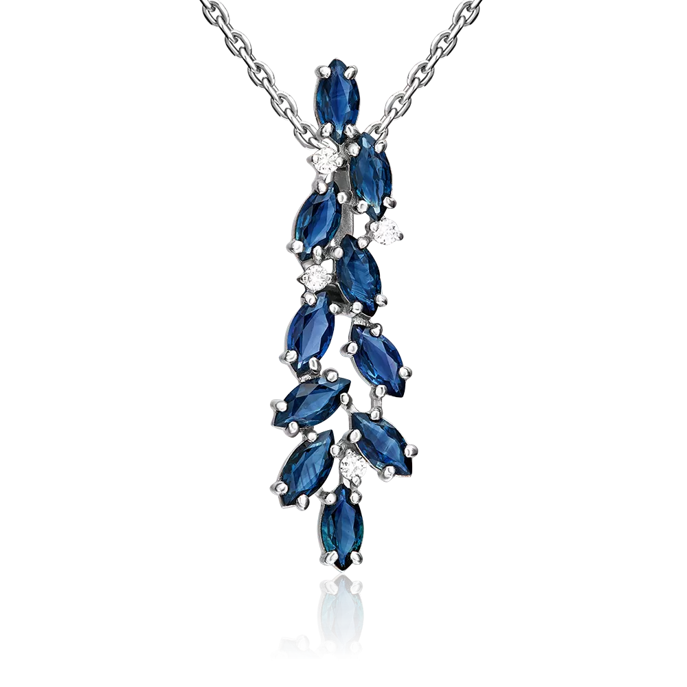Подвеска из белого золота с сапфирами и бриллиантами 03-0397-00-105-1120-30
