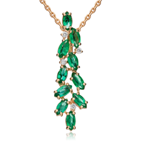 Подвеска из красного золота с изумрудами и бриллиантами 03-0396-00-106-1110-30