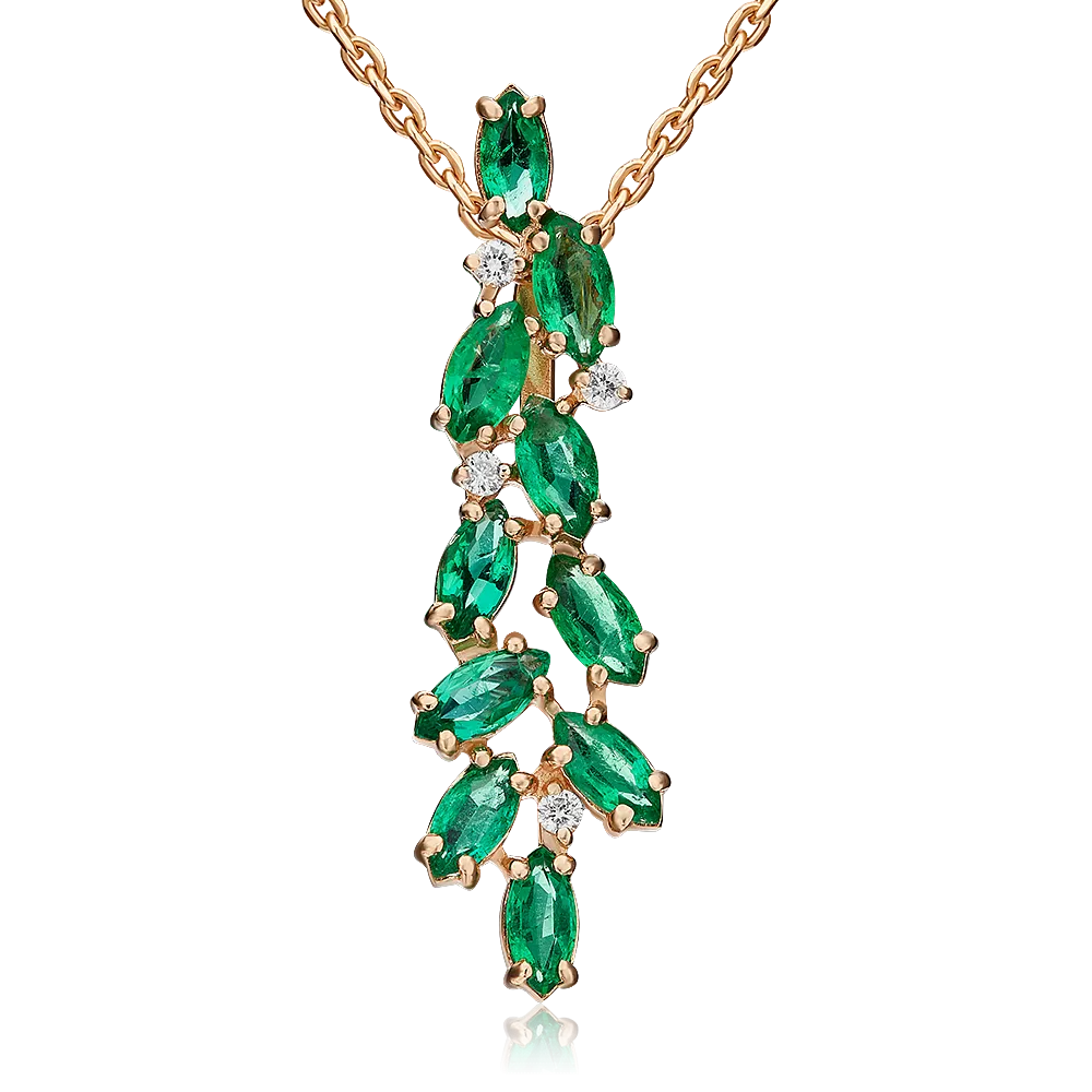 Подвеска из красного золота с изумрудами и бриллиантами 03-0396-00-106-1110-30