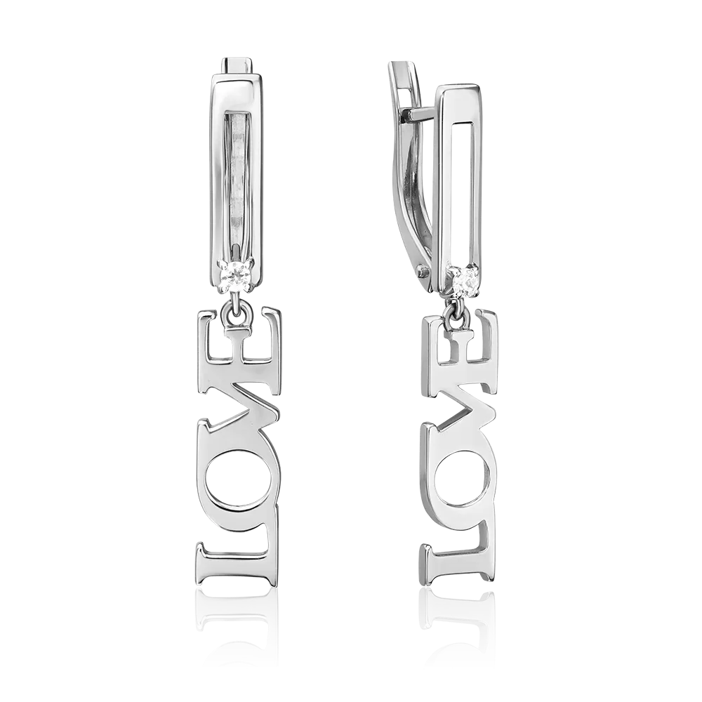 Серьги «Любовь» с английским замком из серебра с фианитом 02-5426-00-401-0200