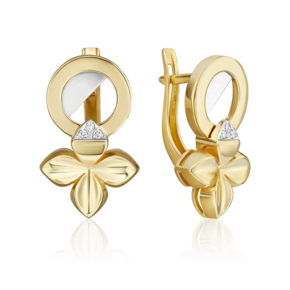 Серьги с английским замком из комбинированного золота с бриллиантами 02-4982-00-101-1121